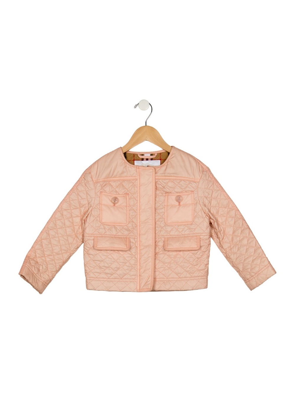 Burberry Girls' Quilted Light Peach Puffer Jacket